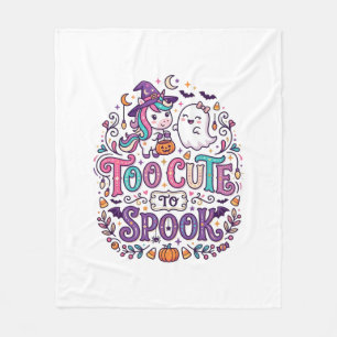Unicorn Too Cute to Spook Colorful Marketplace Art Fleece Blanket