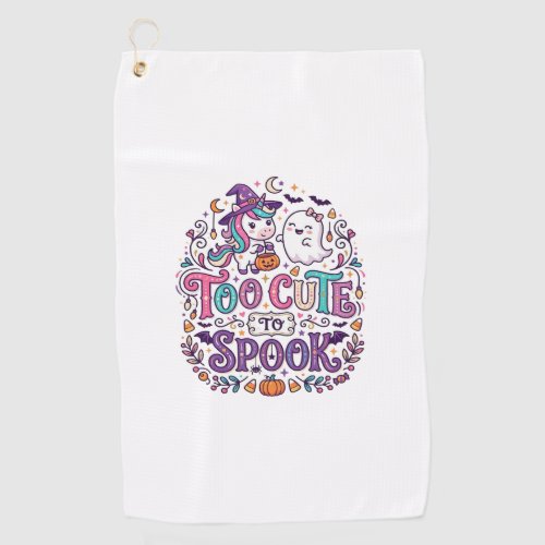 Unicorn Too Cute to Spook Colorful Marketplace Art Golf Towel