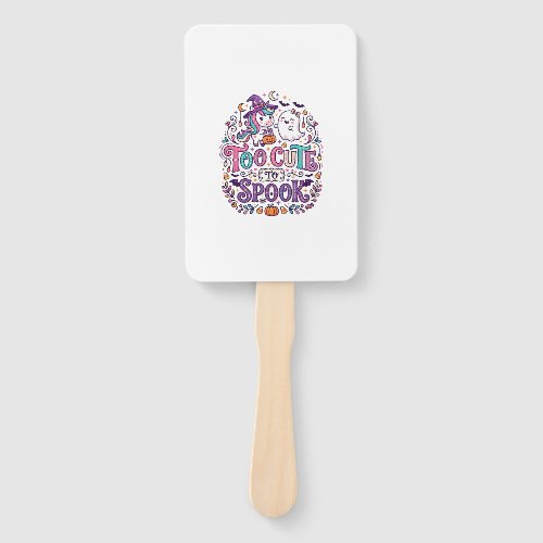 Unicorn Too Cute to Spook Colorful Marketplace Art Hand Fan