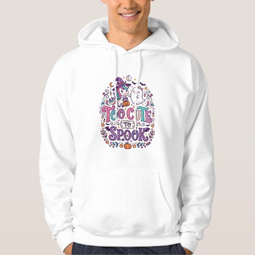Unicorn Too Cute to Spook Colorful Marketplace Art Hoodie