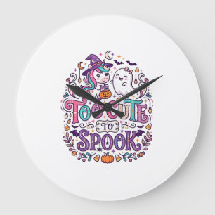 Unicorn Too Cute to Spook Colorful Marketplace Art Large Clock
