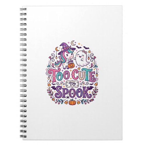 Unicorn Too Cute to Spook Colorful Marketplace Art Notebook