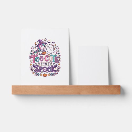 Unicorn Too Cute to Spook Colorful Marketplace Art Picture Ledge