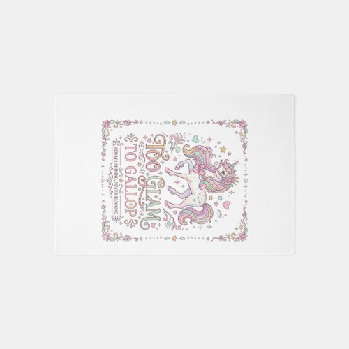 Unicorn Too Glam to Gallop Adorable Apparel Graphi Rug