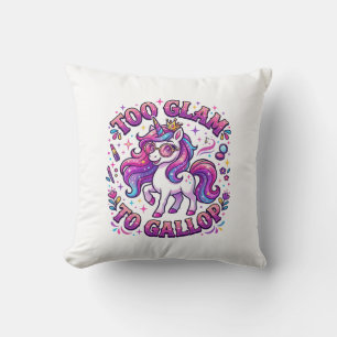Unicorn Too Glam to Gallop Commercial Print on Dem Throw Pillow