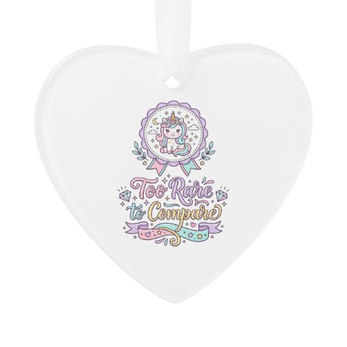 Unicorn Too Rare to Compare Cute Pastel T-Shirt De Ornament