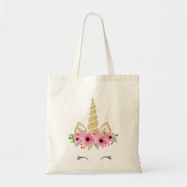 Unicorn Tote Bag, Glitter Tote Bag (Front)