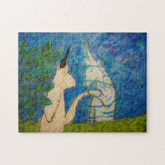Unicorn touching reflection in a pond jigsaw puzzle