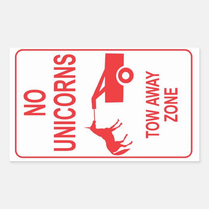 Unicorn Tow Away Zone Rectangle Sticker