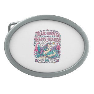 Unicorn Trail Hooves and Happy Hearts Colorful App Belt Buckle