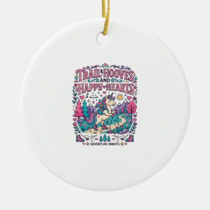 Unicorn Trail Hooves and Happy Hearts Colorful App Ceramic Ornament