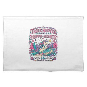 Unicorn Trail Hooves and Happy Hearts Colorful App Cloth Placemat