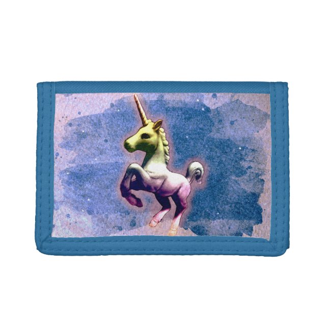 Unicorn Tri-Fold Nylon Wallet (Burnt Blue) (Front)