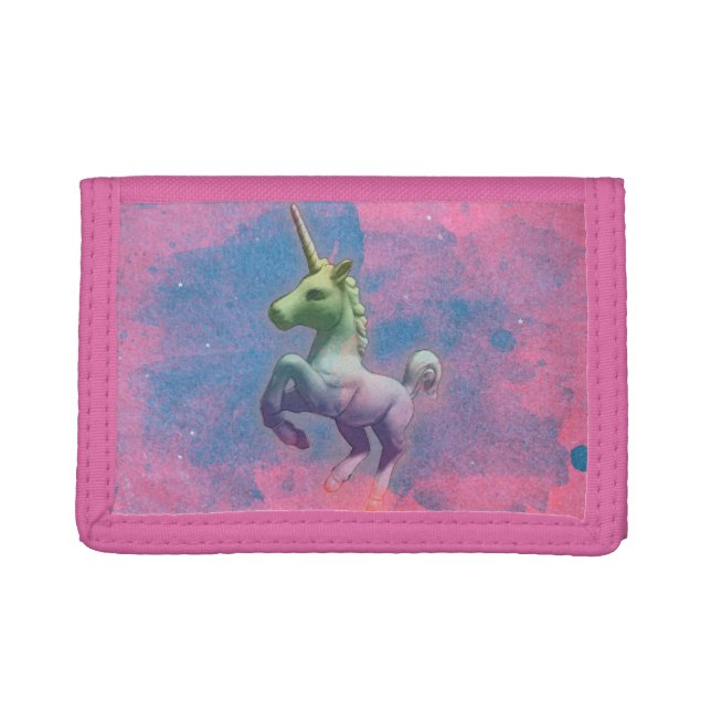 Unicorn Tri-Fold Nylon Wallet (Cupcake Pink) (Front)
