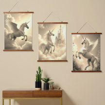 unicorn tripty Wood Topped Wall Tapestry One Panel