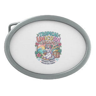 Unicorn Tropical Unicorn Escape POD Ready POD Artw Belt Buckle