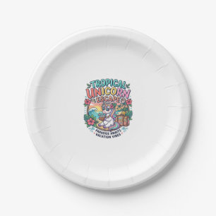 Unicorn Tropical Unicorn Escape POD Ready POD Artw Paper Plates