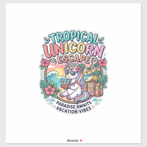 Unicorn Tropical Unicorn Escape POD Ready POD Artw Sticker