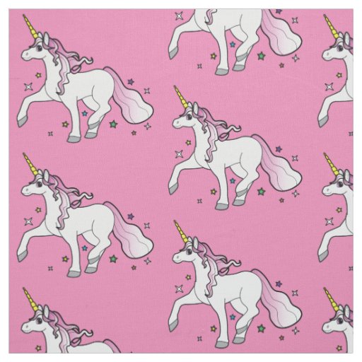 Unicorn Trotting Through Stars Fabric