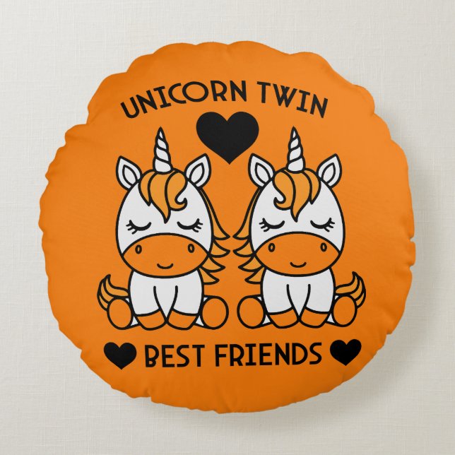 Unicorn Twin Sister  Round Pillow (Front)