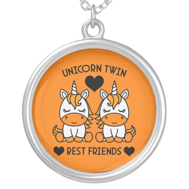 Unicorn Twin Sister  Silver Plated Necklace (Front)