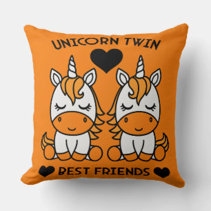 Unicorn Twin Sister Throw Pillow