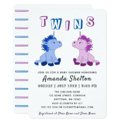 Unicorn Twins Baby Shower Invitation Card