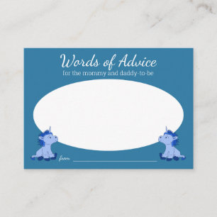 Unicorn Twins Blue Words of Advice Baby Shower Enclosure Card