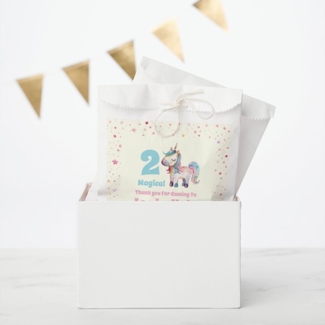 Unicorn Two Magical 2nd  Birthday Party  Favor Bag (Party)