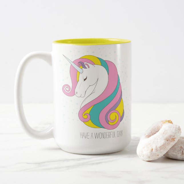 Unicorn Two-Tone Mug (Personalize it!) (With Donut)