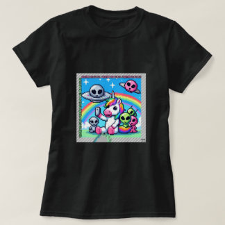 Unicorn UFO Selfie: Square Land (Pixel Art) #3 T-Shirt