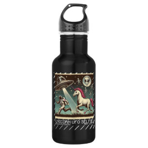 Unicorn UFO Selfie: Vintage Escape (tea kid alien) Stainless Steel Water Bottle