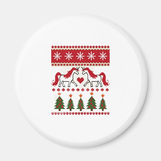 Unicorn Ugly Christmas Sweater Party T-Shirt (2) Magnet (Front)