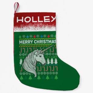 Unicorn Ugly Christmas Sweater Wildlife Series Small Christmas Stocking