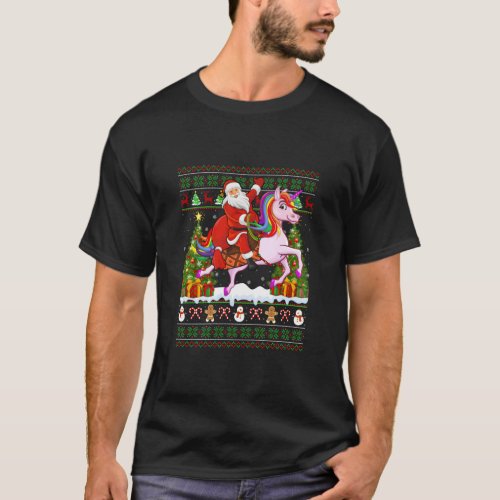 Unicorn Ugly Santa Riding Unicorn  T_Shirt