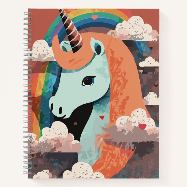 Unicorn under Rainbow & Among Hearts Notebook (Front)