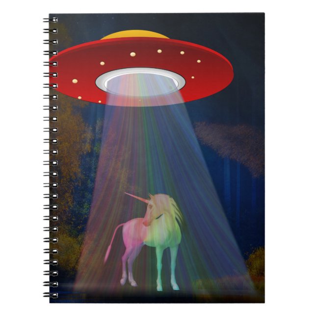 Unicorn Under UFO Rainbow Beam at Night, ZKoA Notebook (Front)