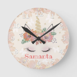 Unicorn, Unicorn Face, personalized Round Clock