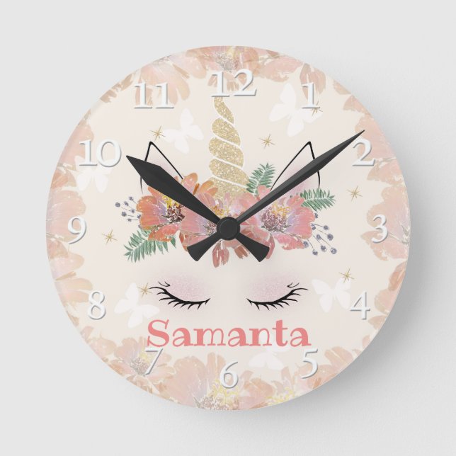 Unicorn, Unicorn Face, personalized Round Clock (Front)