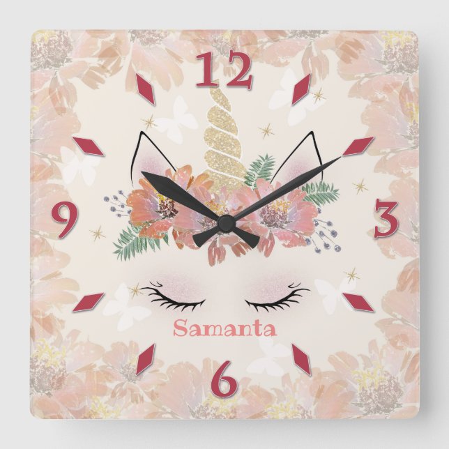 Unicorn, Unicorn Face, personalized Round Clock (Front)