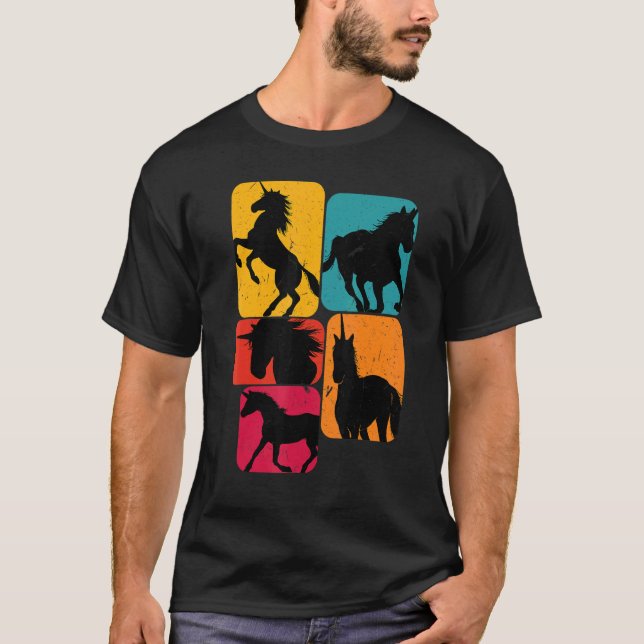 Unicorn unicorns Retro Design T-Shirt (Front)