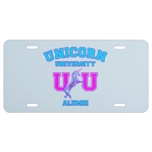Unicorn University License Plate