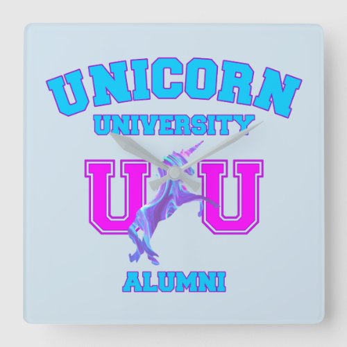 Unicorn University Square Wall Clock