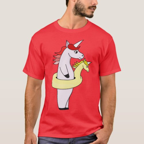Unicorn using a unicornshaped pool float T_Shirt