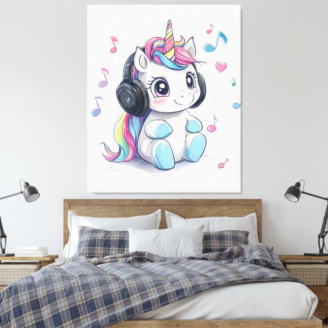 Unicorn Vibes Only – Music-Loving Unicorn Wall Art (Insitu(Bedroom))