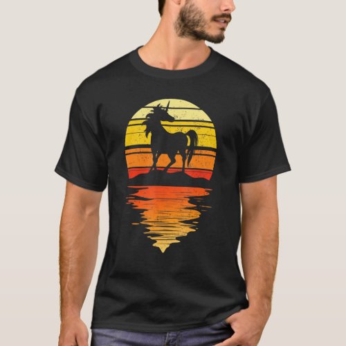 Unicorn Vintage 60s 70s 80s T Rex Retro Sunset Men T_Shirt
