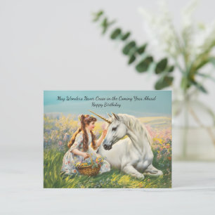 Unicorn Vintage Birthday Postcard