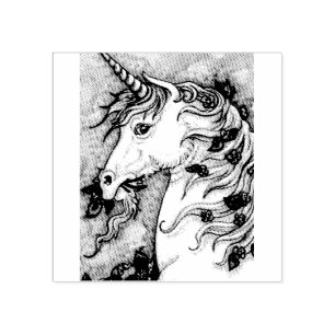 UNICORN & VIOLETS, FANTASY HORSE RUBBER STAMP