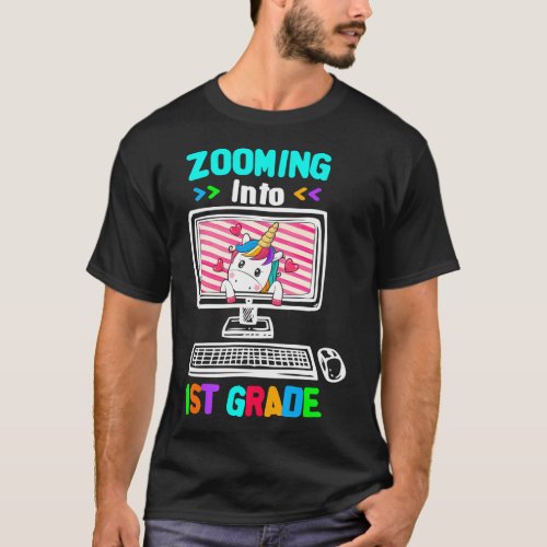 Unicorn Virtual Back to School Zooming Into 1st T_Shirt