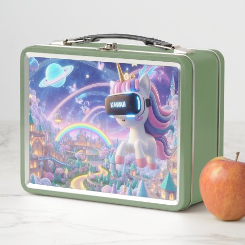 Unicorn Virtual Reality Theme Park Metal Lunch Box